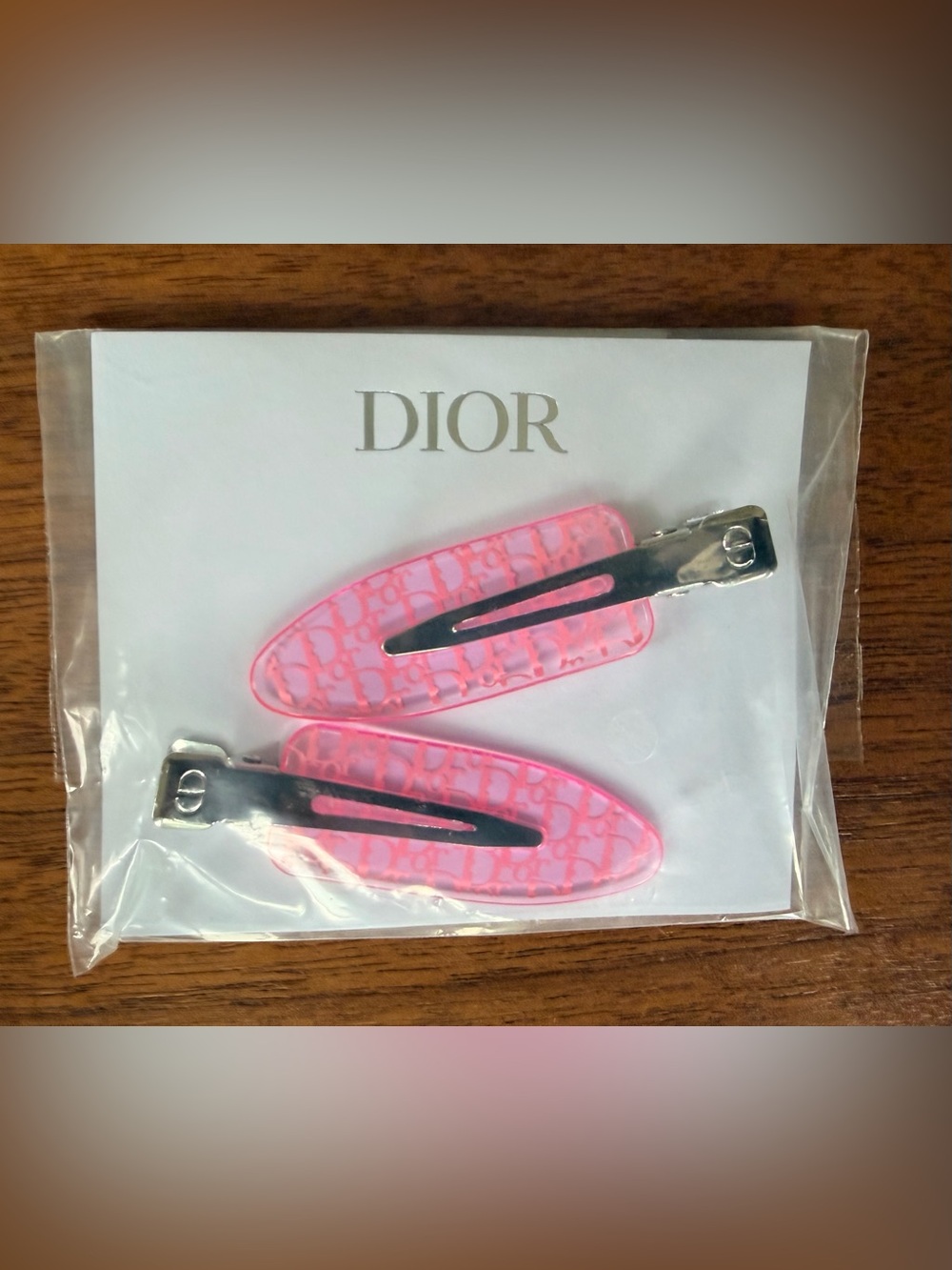Dior Beauty Set of 2 Pink Barrettes SEALED in Protective Plastic/Label Attached